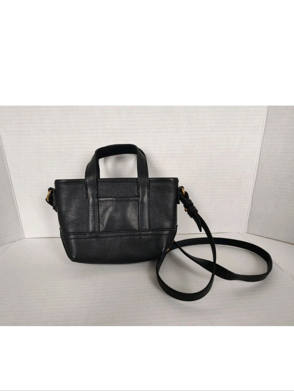 J Crew Black Leather Mini Montauk Cross Body Tote Bag Handbag #BA140